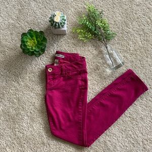 Magenta skinny denim leggings